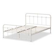 Baxton Studio Mandy Industrial Style White Finished Metal Queen Size Platform Bed